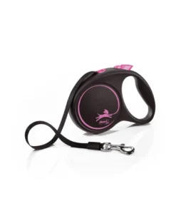 FLEXI guinzaglio automatico Nero Design M cinghia 5 m rosa