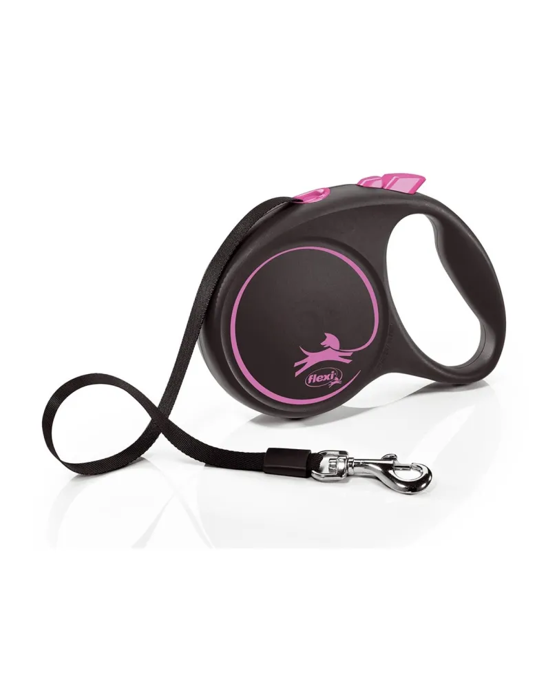 FLEXI Guinzaglio FLEX Black Design L Fettuccia 5 m rosa