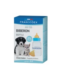 FRANCODEX Biberon per cuccioli di cane e gatto 120 ml + 2 tettarelle