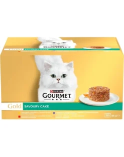 GOURMET Gold Savoury Cake 48x85g con pollo, manzo, agnello e tacchino, cibo umido per gatti