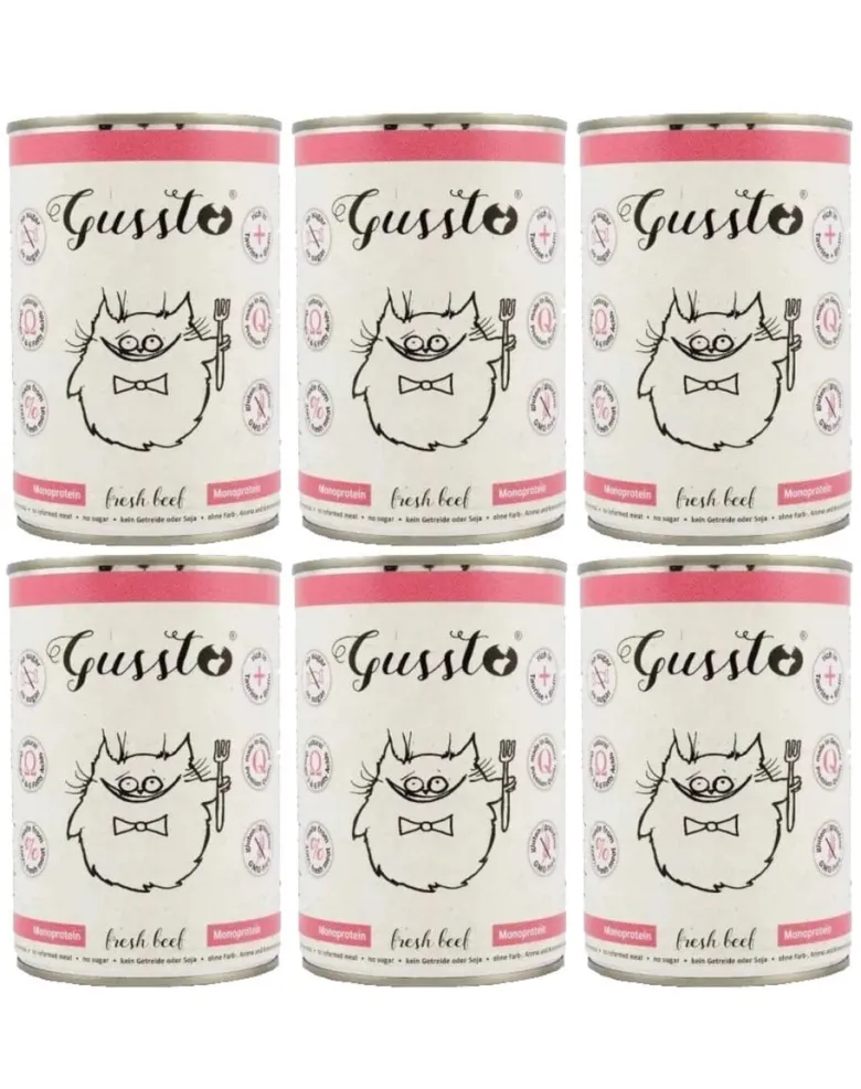 GUSSTO Cat Fresh Beef cibo umido per gatti manzo fresco 6x400 g