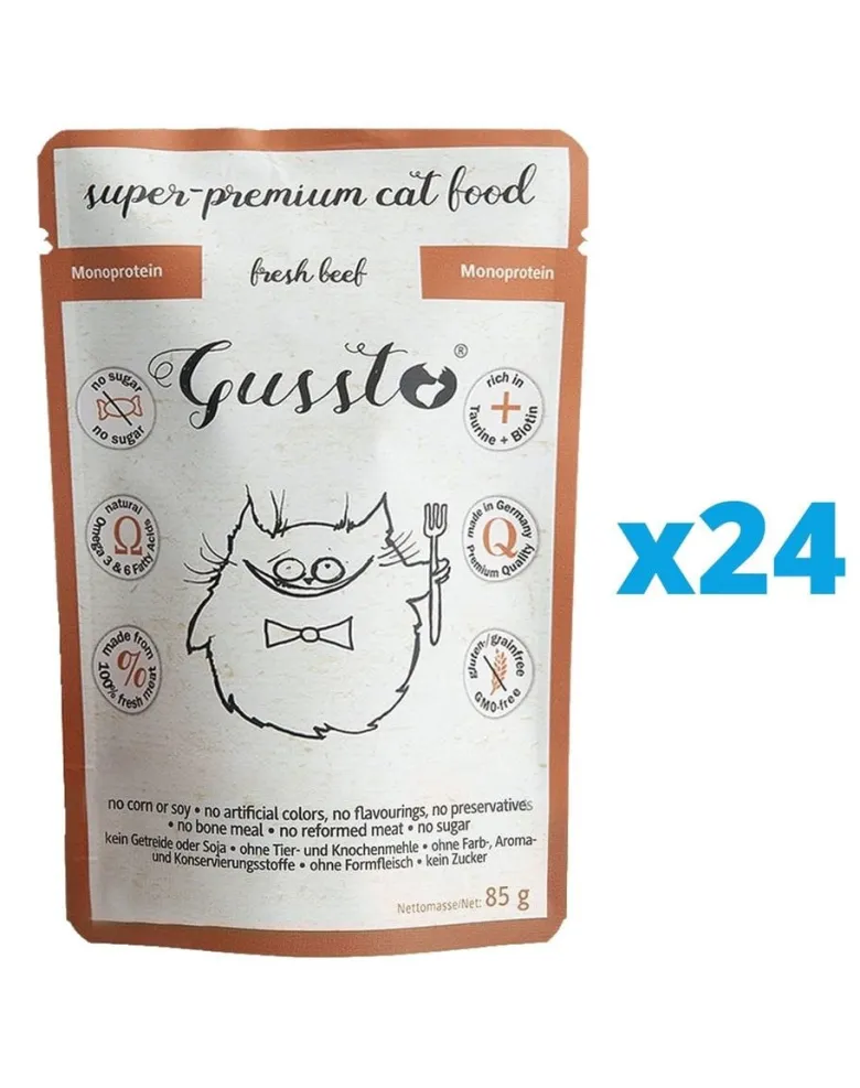 GUSSTO Cat Fresh Beef cibo umido per gatti manzo fresco 24x85 g