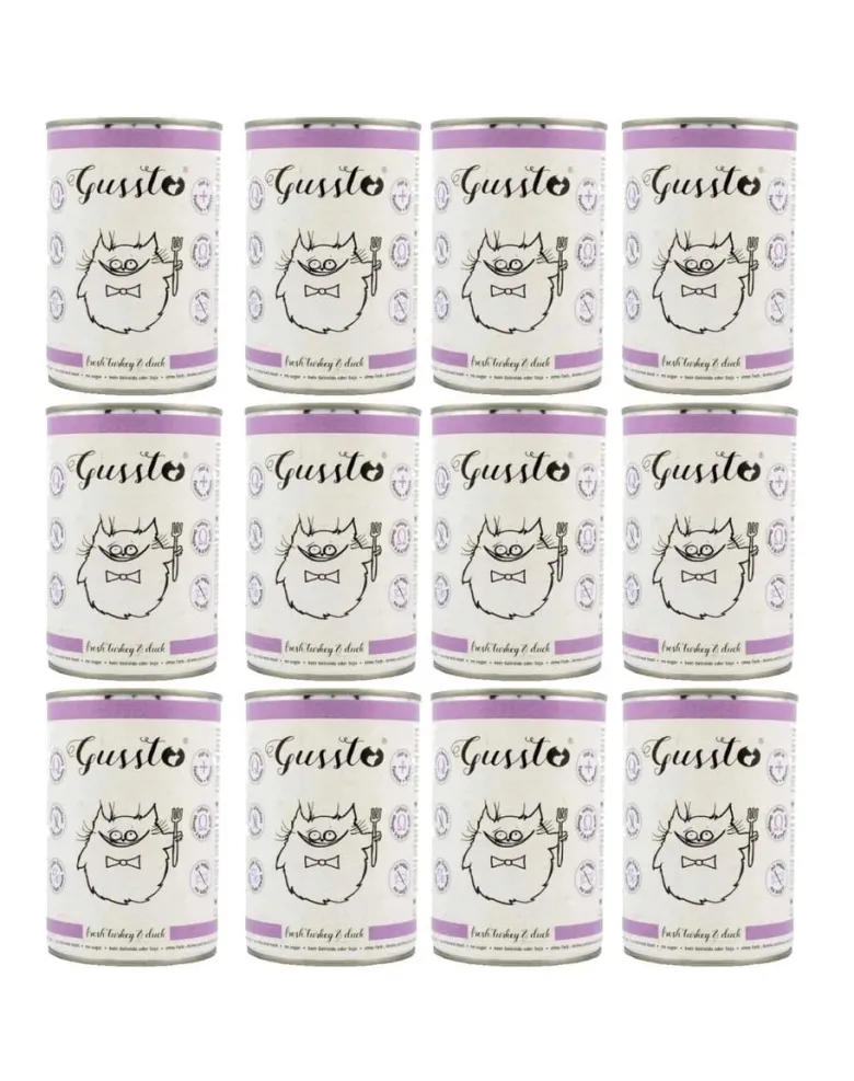 GUSSTO Cat Fresh Turkey & Duck cibo umido per gatti a base di tacchino e anatra 12x400 g