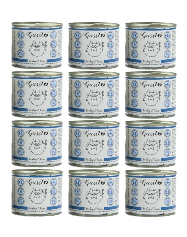 GUSSTO Cat Fresh Turkey & Tuna cibo umido per gatti tacchino e tonno 12x200 g