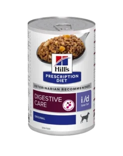 HILL'S Prescription Diet Digestive Care i/d ActivBiome per cani alimento a basso contenuto di grassi con pollo 12kg + 3 scatolette da 360g di cibo umido per cani GRATIS