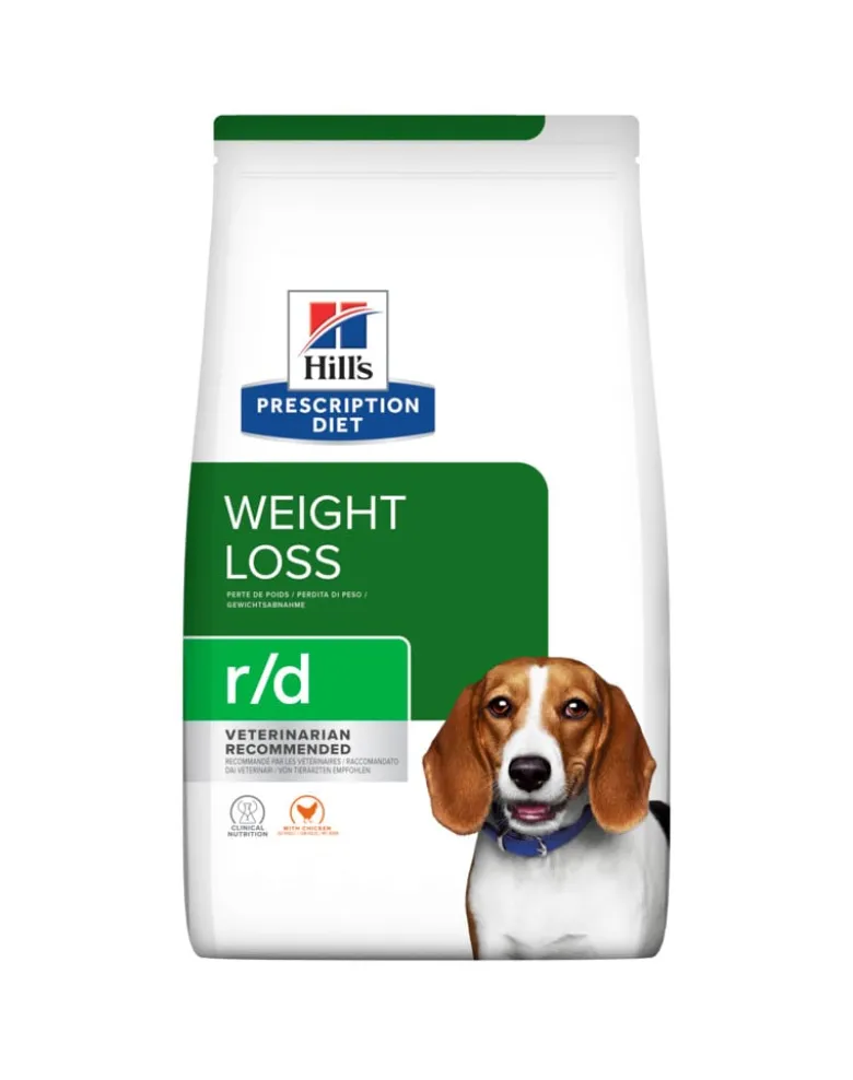 HILL'S Prescription Diet r/d Weight Reduction with Chicken Adult 10 kg per cani in sovrappeso + 3 scatolette x 370g GRATIS