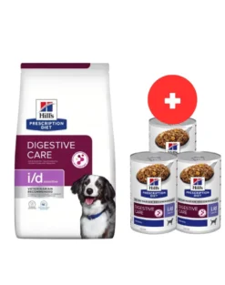 HILL'S Prescription Diet Sensitive Digestive Care i/d Activ Biome uovo e riso 12 kg + 3 scatolette x 360g GRATIS