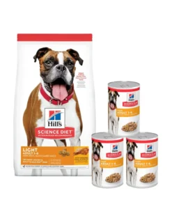 HILL'S Science Plan Adult Light Medium breed con pollo 14kg + 3 scatolette GRATIS