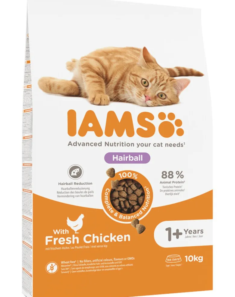 IAMS Cat Adult All Breeds Hairball Control Chicken 10 kg