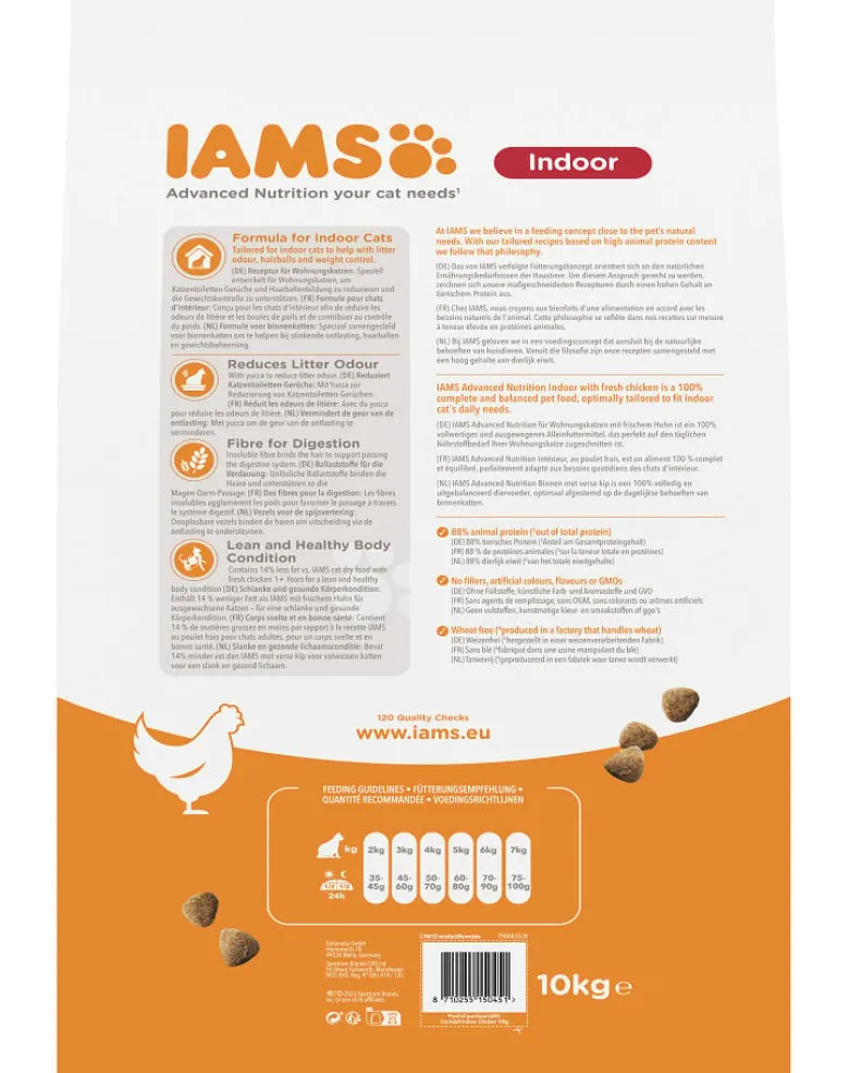 IAMS For Vitality Indoor cibo secco con pollo per gatti adulti che vivono in casa 10 kg