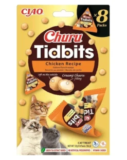 INABA Cat Churu Tidbits Chicken Recipe 8x12g bocconcini morbidi e cremosi con pollo e salmone per gatti