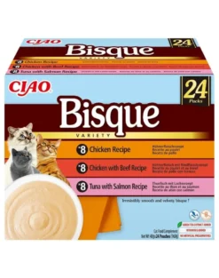 INABA Cat Ciao Bisque Variety 24x40g mix di zuppe cremose con pollo, manzo e pesce per gatti