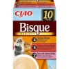 INABA Cat Ciao Bisque Variety 10x40g mix di zuppe cremose con pollo, manzo e pesce per gatti