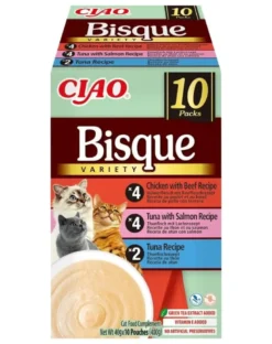 INABA Cat Ciao Bisque Variety 10x40g mix zuppe cremose con tonno, manzo e pollo per gatti