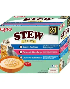 INABA Cat Ciao Stew Creamy Variety 24x40g mix prelibatezze con pollo, pesce e capesante in salsa cremosa