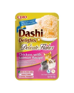 INABA Cat Dashi Delights Delicate Flakes Pollo e salmone 40g