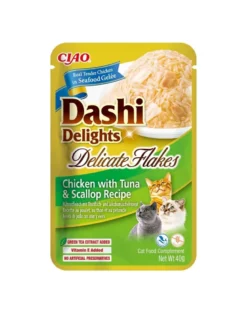 INABA Cat Dashi Delights Delicate Flakes Pollo, tonno e capesante 40g