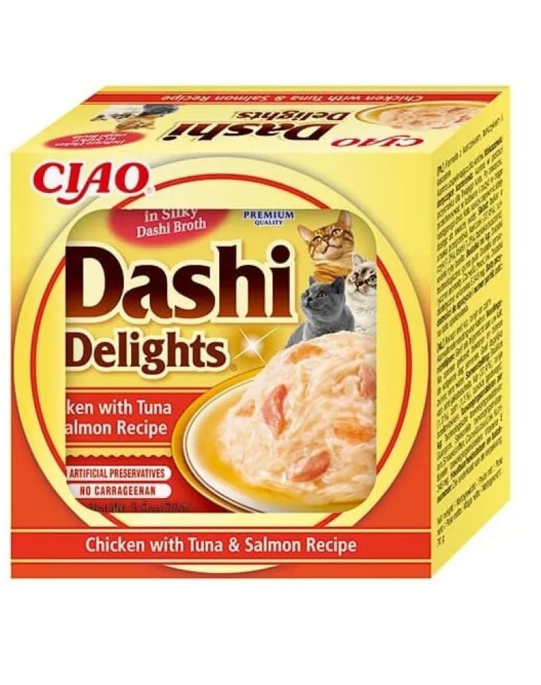 INABA Cat Dashi Delights Pollo, tonno e salmone 70g