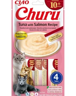 INABA Churu Cat Senior Tuna con Salmone 4x14g prelibatezza cremosa per gatti anziani al gusto di tonno e salmone