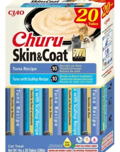 INABA Churu Cat Skin Coat 20x14g tonno, tonno e capesante crema snack per gatti