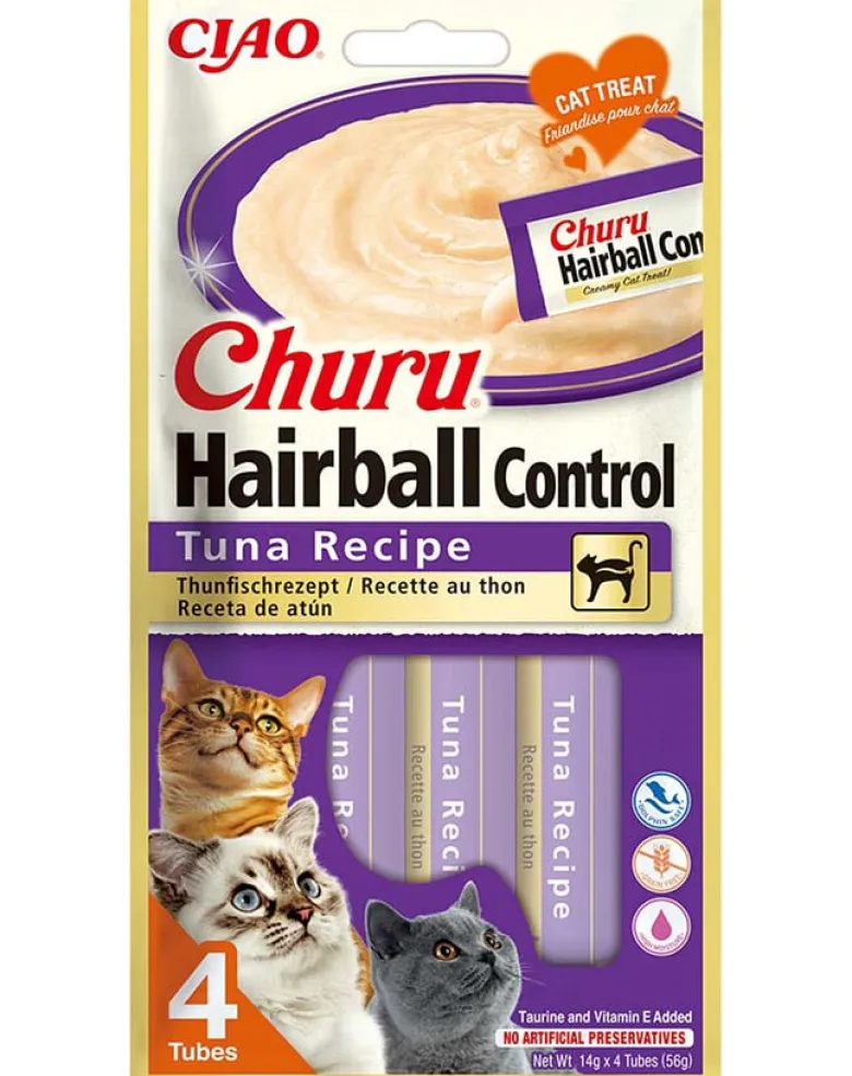 INABA Churu Hairball Tuna 4x14 g snack contro boli di pelo con tonno