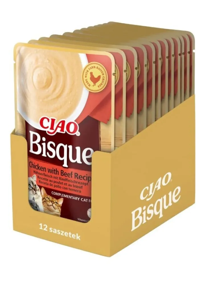 INABA CIAO Bisque Crema di pollo e manzo 12x40g