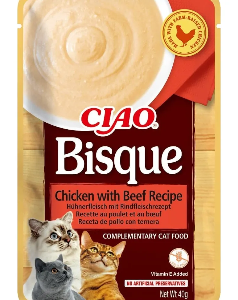 INABA CIAO Bisque Crema di pollo e manzo 12x40g