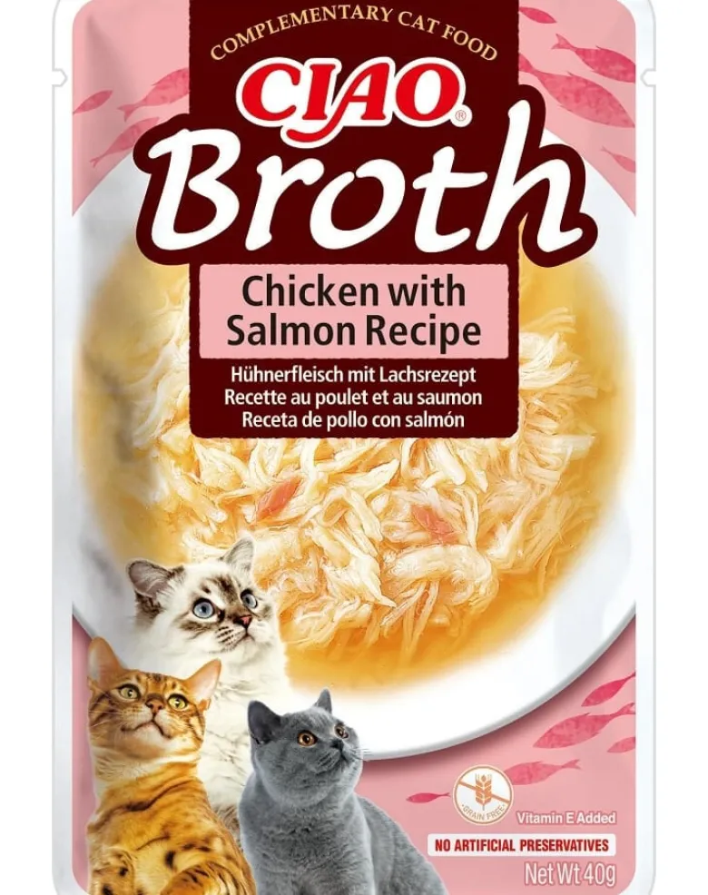 INABA CIAO Brodo di pollo e salmone per gatti 40g