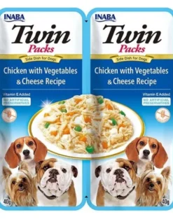 INABA Dog Twin Pollo, verdure e formaggio in brodo per cani 24x40 g
