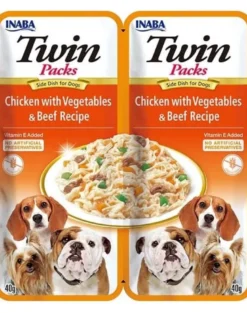 INABA Dog Twin Pollo, verdure e manzo in brodo per cani 24x40 g