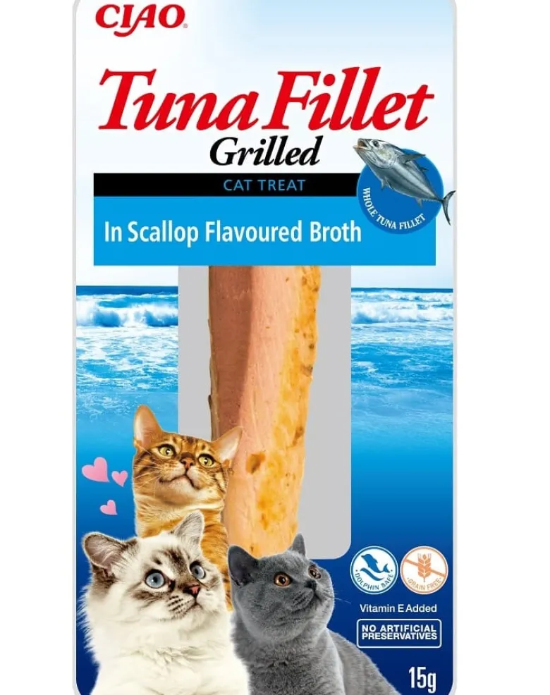 INABA Tuna fillet in scallop broth 15g filetto di tonno in brodo con capesante per gatti