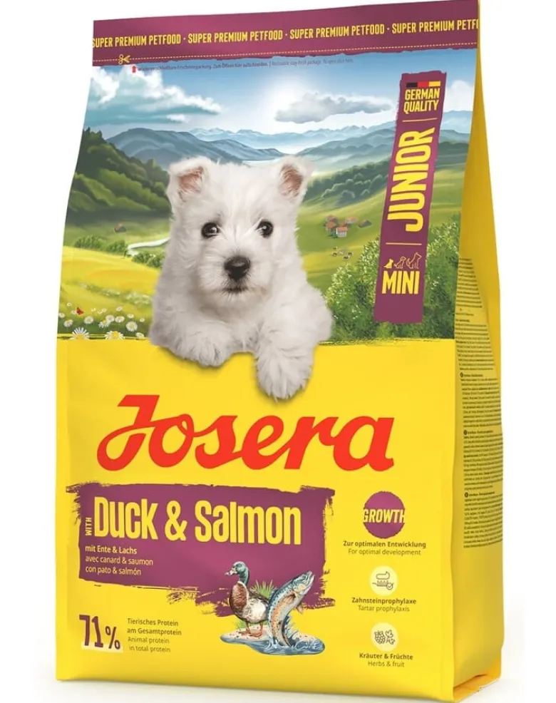 JOSERA Duck and Salmon Junior Mini 3kg per il corretto sviluppo dei cuccioli di piccole razze