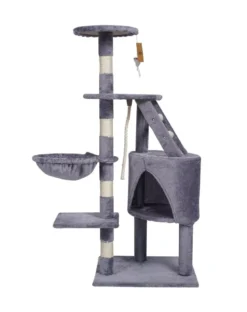 KATIDO Tiragraffi alto per gatti 118 cm blu-grigio