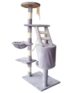 KATIDO Tiragraffi alto per gatti 118 cm blu-grigio