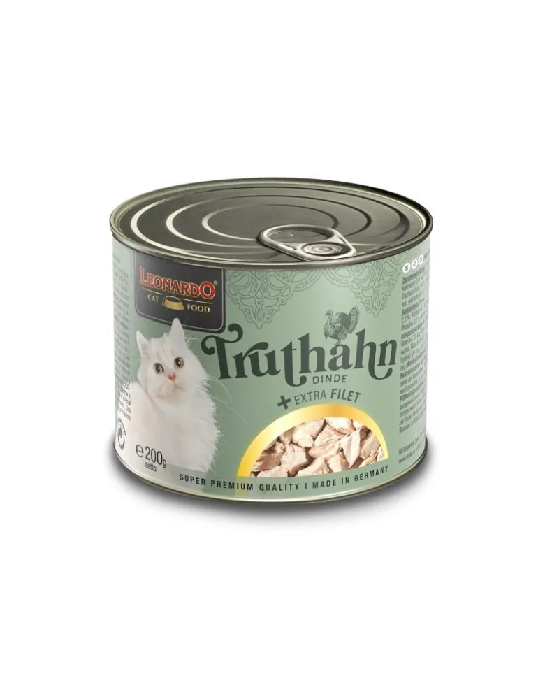 LEONARDO dinde avec extra filet nourriture humide pour chats 200 g