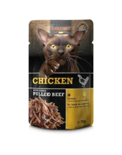 LEONARDO Pollo con extra Manzo Sfilacciato 70 g cibo umido per gatti