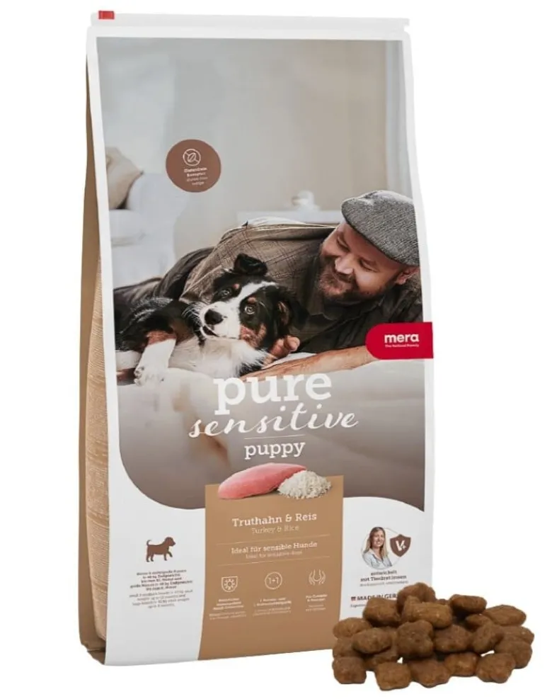 MERA Dog Pure Sensitive Puppy Turkey Rice 4 kg tacchino e riso, cibo secco per cuccioli