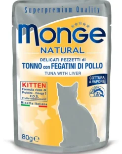 MONGE Buste Tonno con Fegatini di Pollo Kitten 80g
