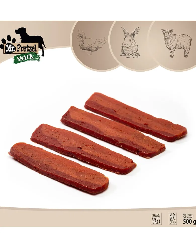 MR. PRETZEL Trisapore Anatra Coniglio Agnello 500g snack per cani