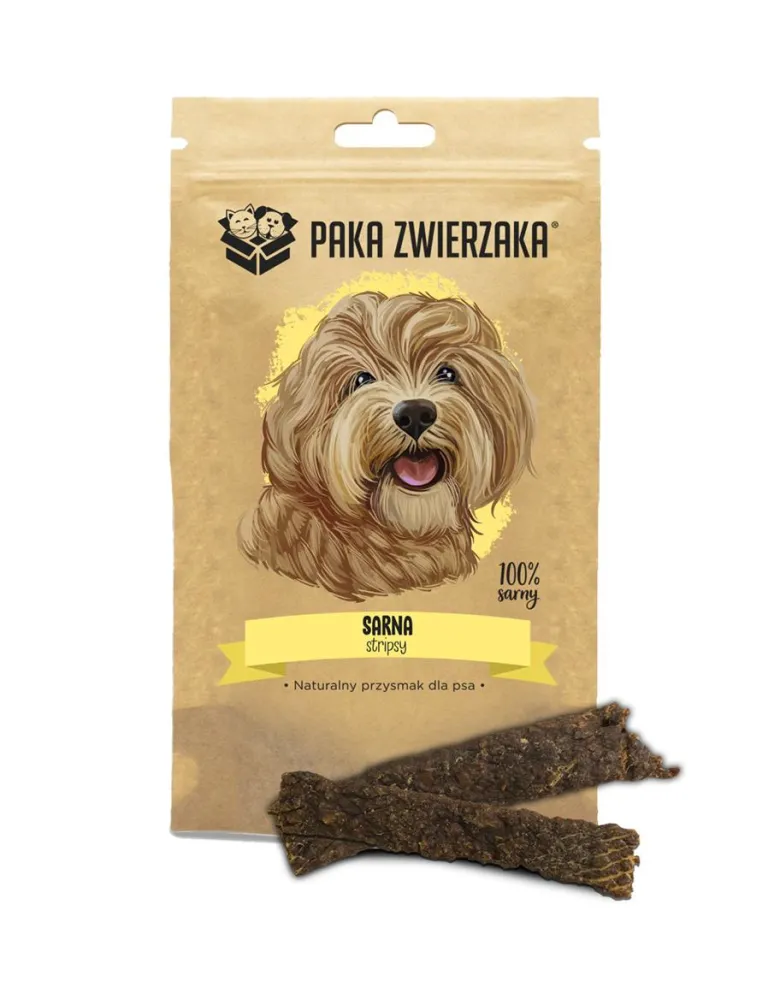 PAKA ANIMAL Strisce di cervo 100% 70 g di crocchette naturali per cani