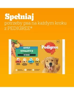PEDIGREE Adult Vitality+ con verdure bustine 4x85 g cibo umido completo per cani adulti con manzo e fegato, carote e piselli, con pollo e patate, con pesce e carote, con pollame, carote e piselli in salsa