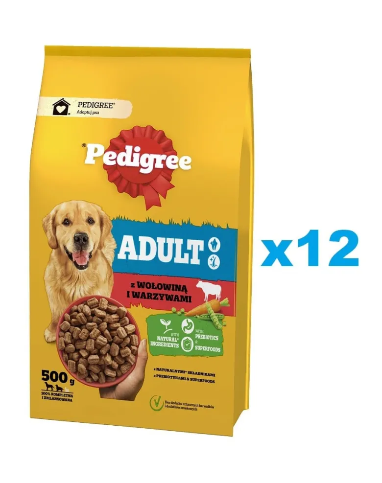 PEDIGREE Adult 12x500g alimento completo con manzo e verdure per cani di taglia grande e media