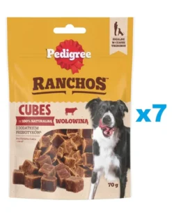 PEDIGREE Ranchos Cubes 7x70g Alimento complementare con manzo per cani adulti