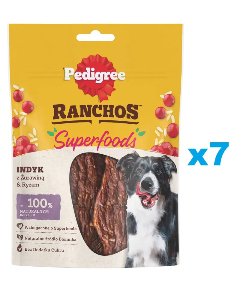 PEDIGREE Ranchos Superfoods 7x70g Alimento complementare per cani adulti con tacchino, mirtilli rossi e riso