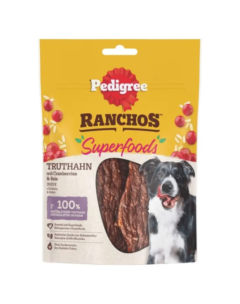PEDIGREE Ranchos Superfoods 7x70g Alimento complementare per cani adulti con tacchino, mirtilli rossi e riso