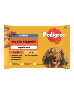 PEDIGREE Senior Scelta di Gusti buste 4x100 g cibo umido completo per cani adulti con mix di manzo e fegato, con pollo in gelatina