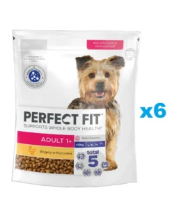PERFECT FIT Adult 1+ Alimento secco completo ricco di pollo per cani adulti di razza piccola6 x 825g