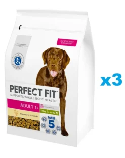 PERFECT FIT Adult 1+ Alimento secco completo ricco di pollo per cani adulti di razza grande 3 x 2,6 kg