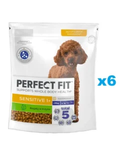 PERFECT FIT Sensitive 1+ Alimento secco completo ricco di tacchino per cani adulti di piccola taglia 6x825 g