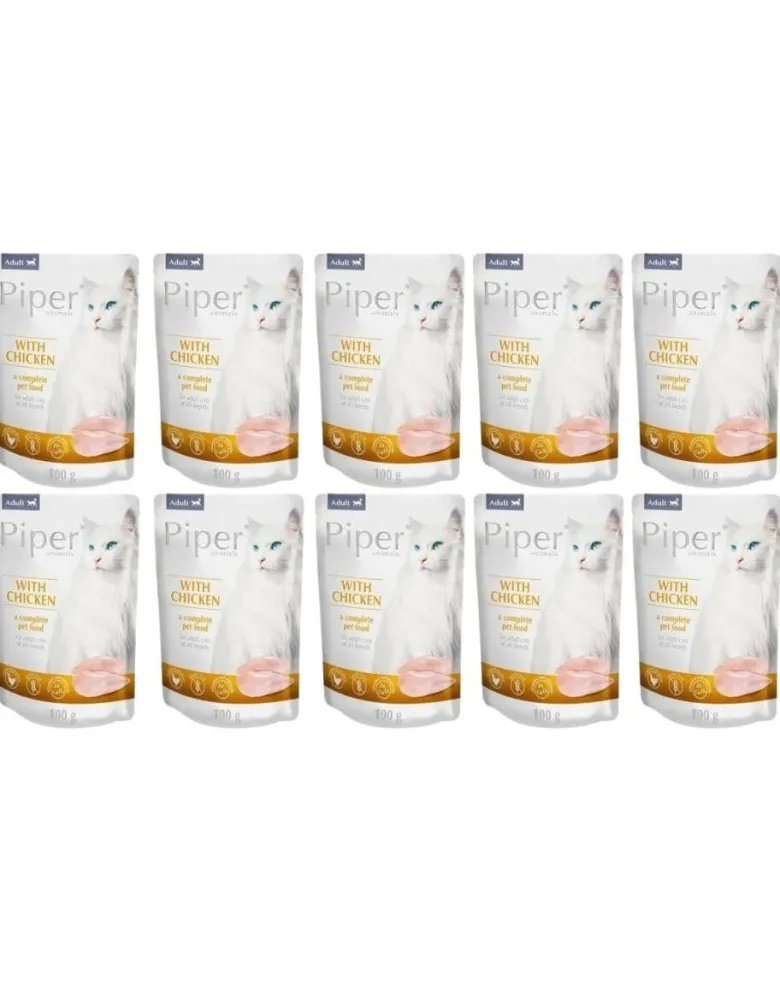 PIPER Animals Adult Cibo umido per gatti al pollo 10 x 100g